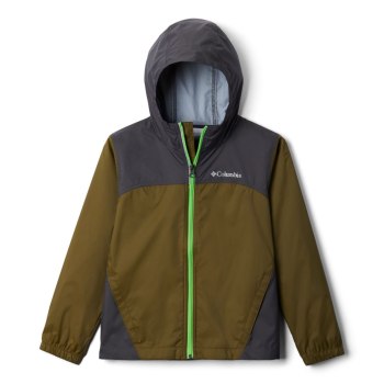 Columbia Glennaker Rain, Chamarras Verde Oliva Grises Oscuro Para Niño | 307512-EKM